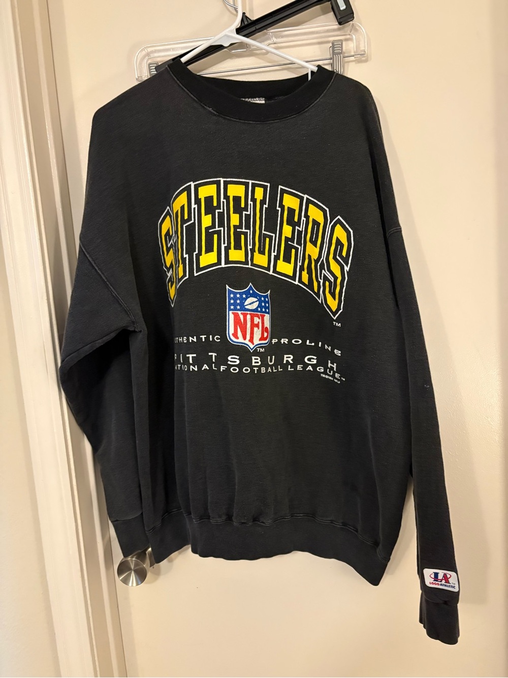 Logo Athletic Black and Yellow Pittsburgh Steelers Crewneck Sweatshirt